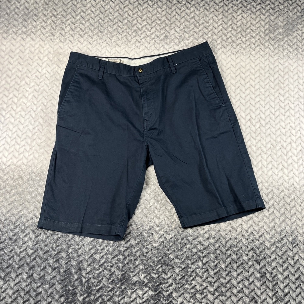 Volcom Frickin Chino Shorts Mens 36 Navy Bermuda Slash Pockets Skater y2k